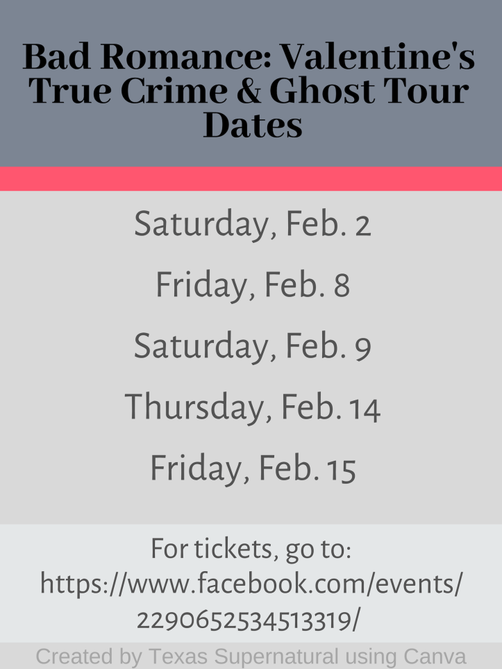 Bad Romance Valentine's True Crime & Ghost Tour February Dates